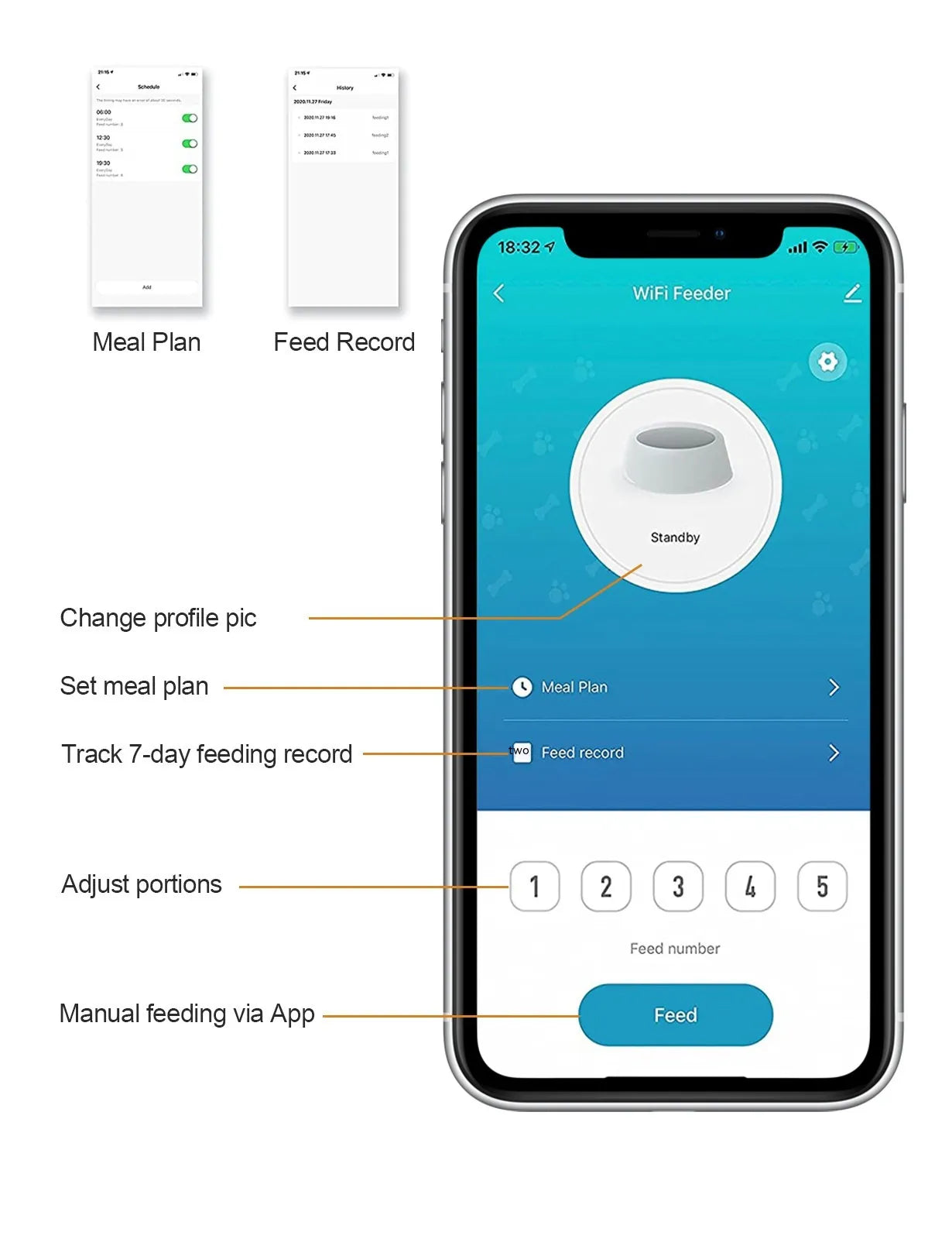 פאקו ופופו – מתקן האכלה אוטומטי חכם לחיות מחמד (4 ליטר, WIFI ומבוקר על ידי אפליקציה)