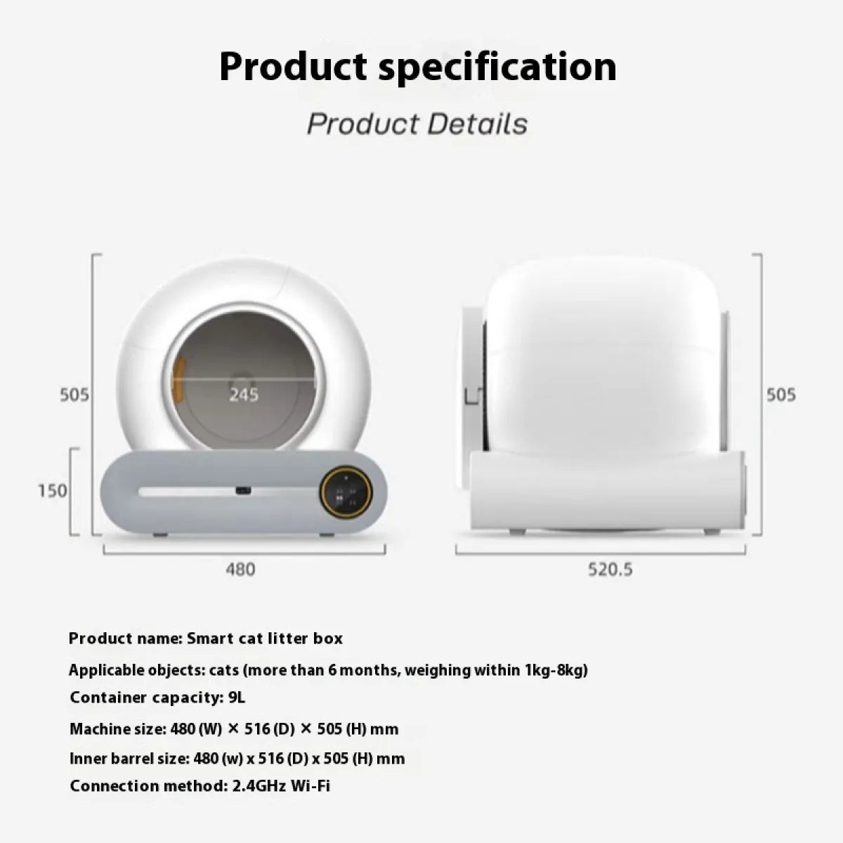 פאקו ופופו – ארגז חול לחתולים פרימיום לניקוי עצמי (טכנולוגיית חיישנים חכמים)